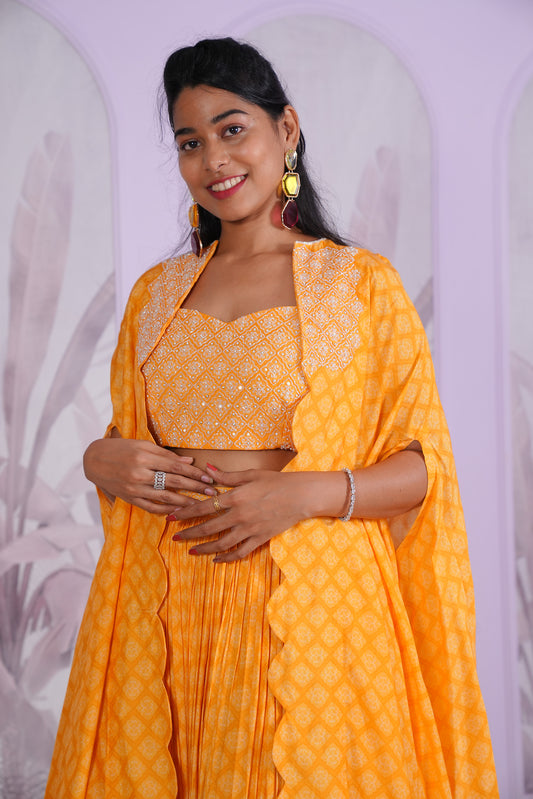 Mustard skirt with Cape